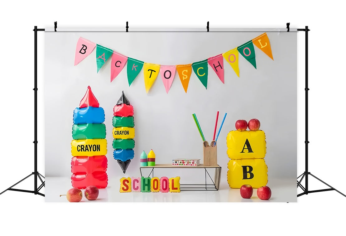 Sfondo Di Pastelli A Forma Di Cartone Animato Ritorno A Scuola BRP7-187