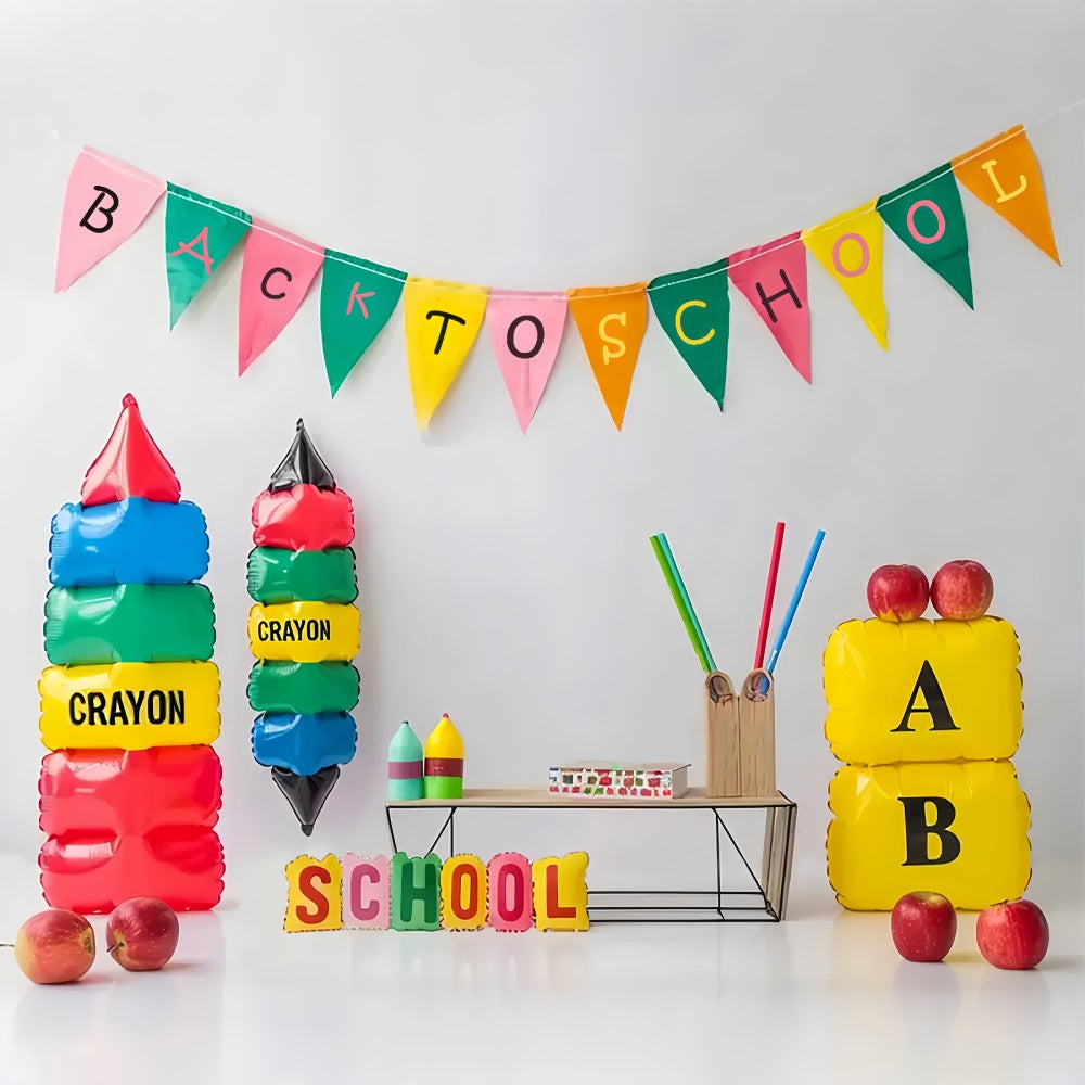 Sfondo Di Pastelli A Forma Di Cartone Animato Ritorno A Scuola BRP7-187