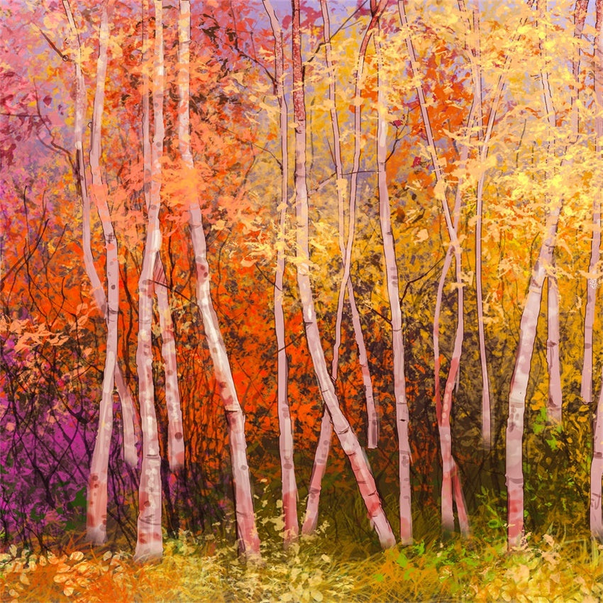 Sfondo Colorato Della Foresta Di Betulle Autunnali BRP7-197