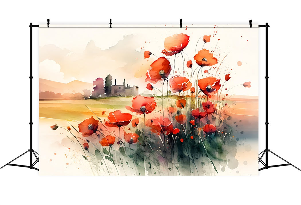Sfondo Autunnale Di Campagna Con Fiori Ad Acquerello BRP7-198
