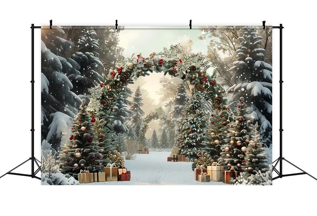 Sfondo Dell'Arco Regalo Della Foresta Incantata Di Natale BRP7-219