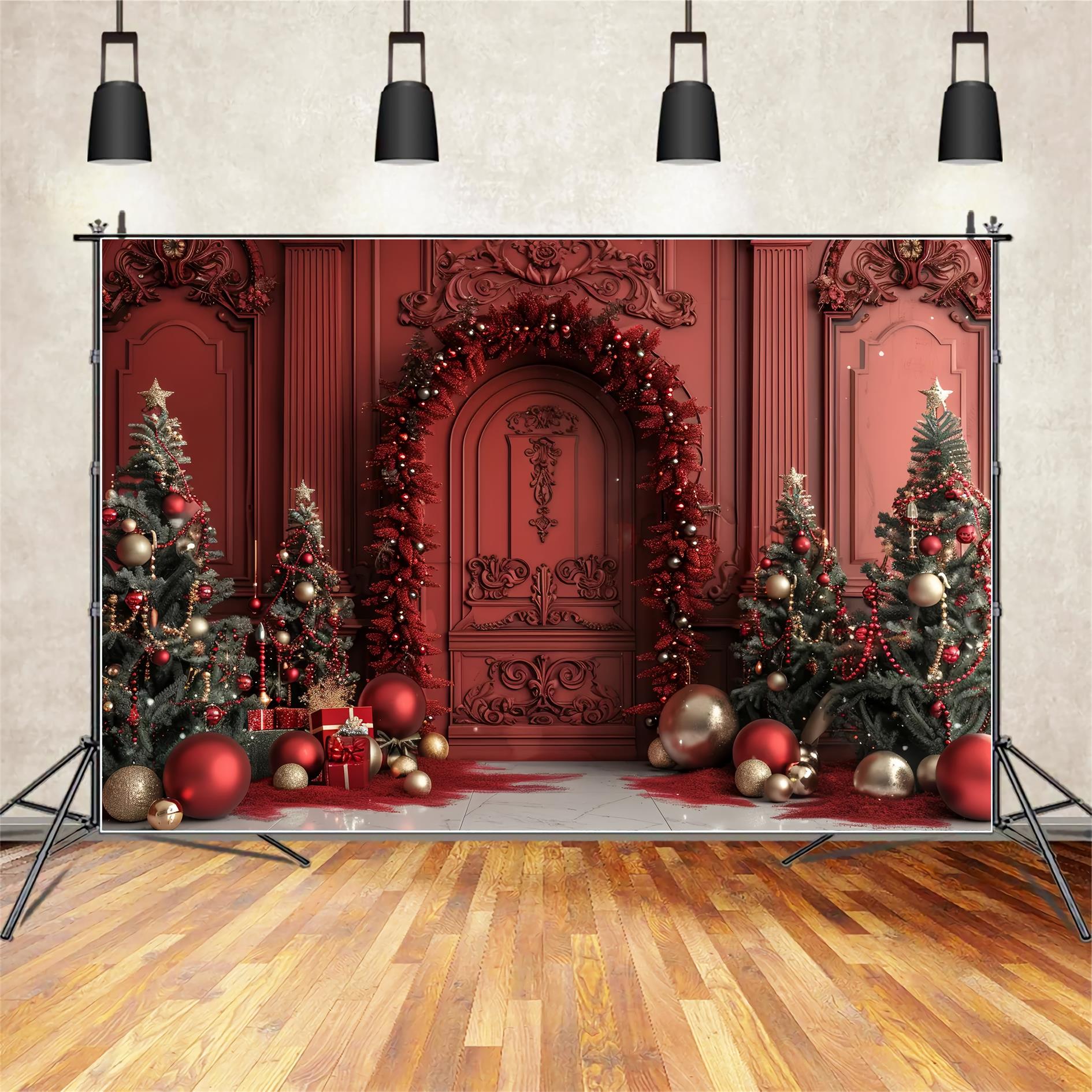 Sfondo Decorativo Per Porta Rossa Regale Natalizia BRP7-225