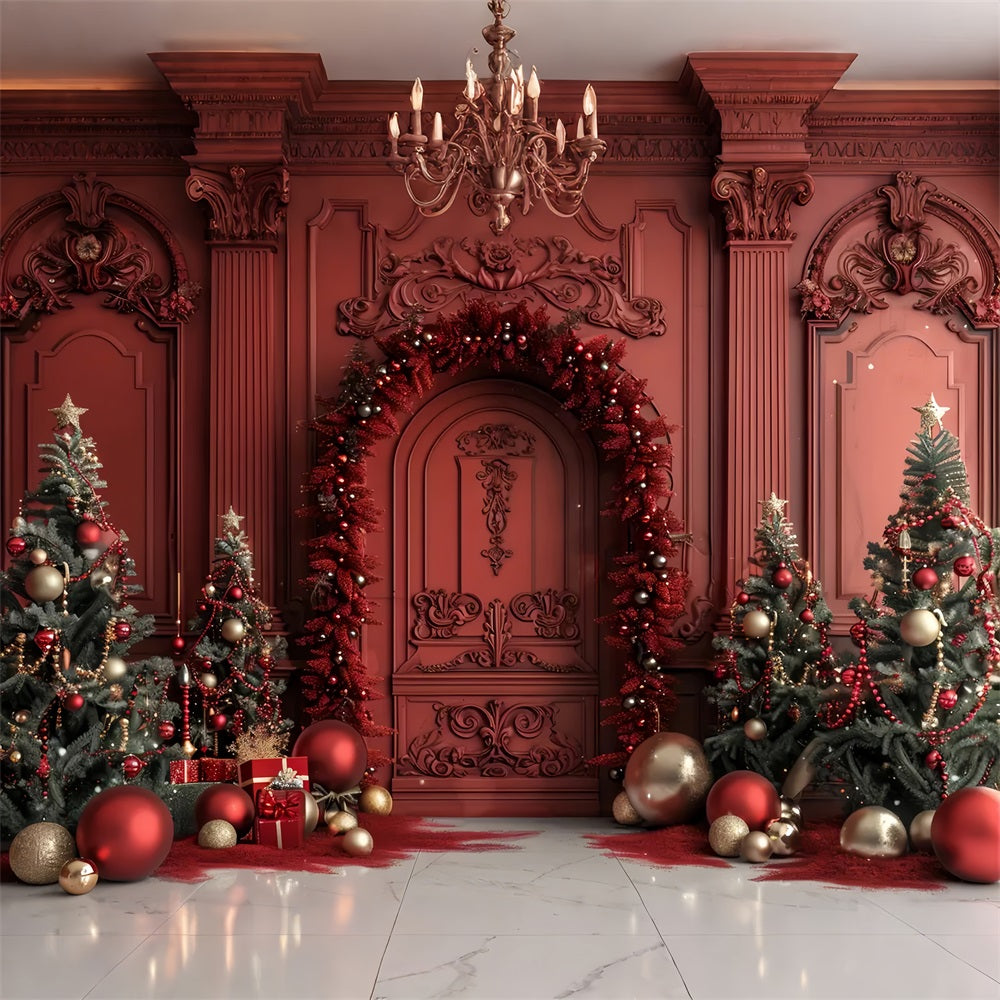Sfondo Decorativo Per Porta Rossa Regale Natalizia BRP7-225