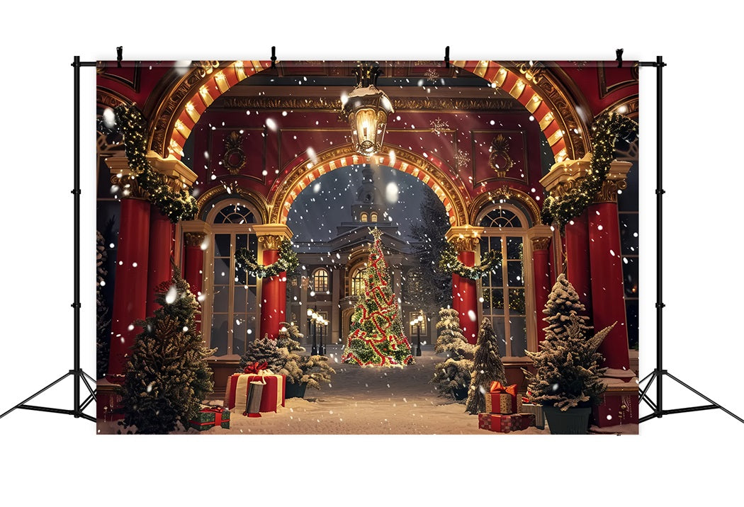 Sfondo Natalizio Elegante Con Nevicate Ad Arco BRP7-231