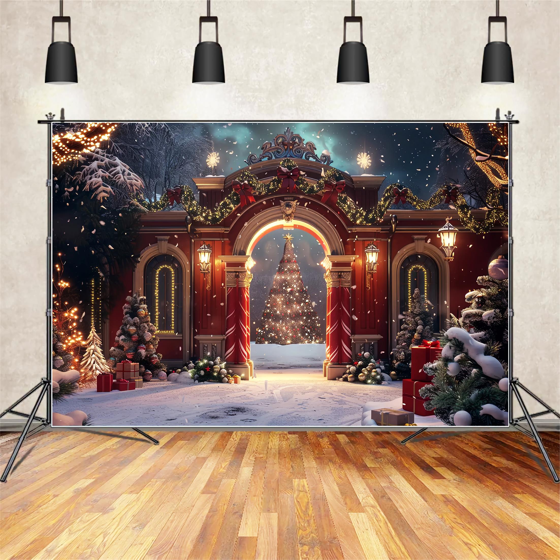 Sfondo Natalizio Elegante Con Decorazioni Ad Arco BRP7-232