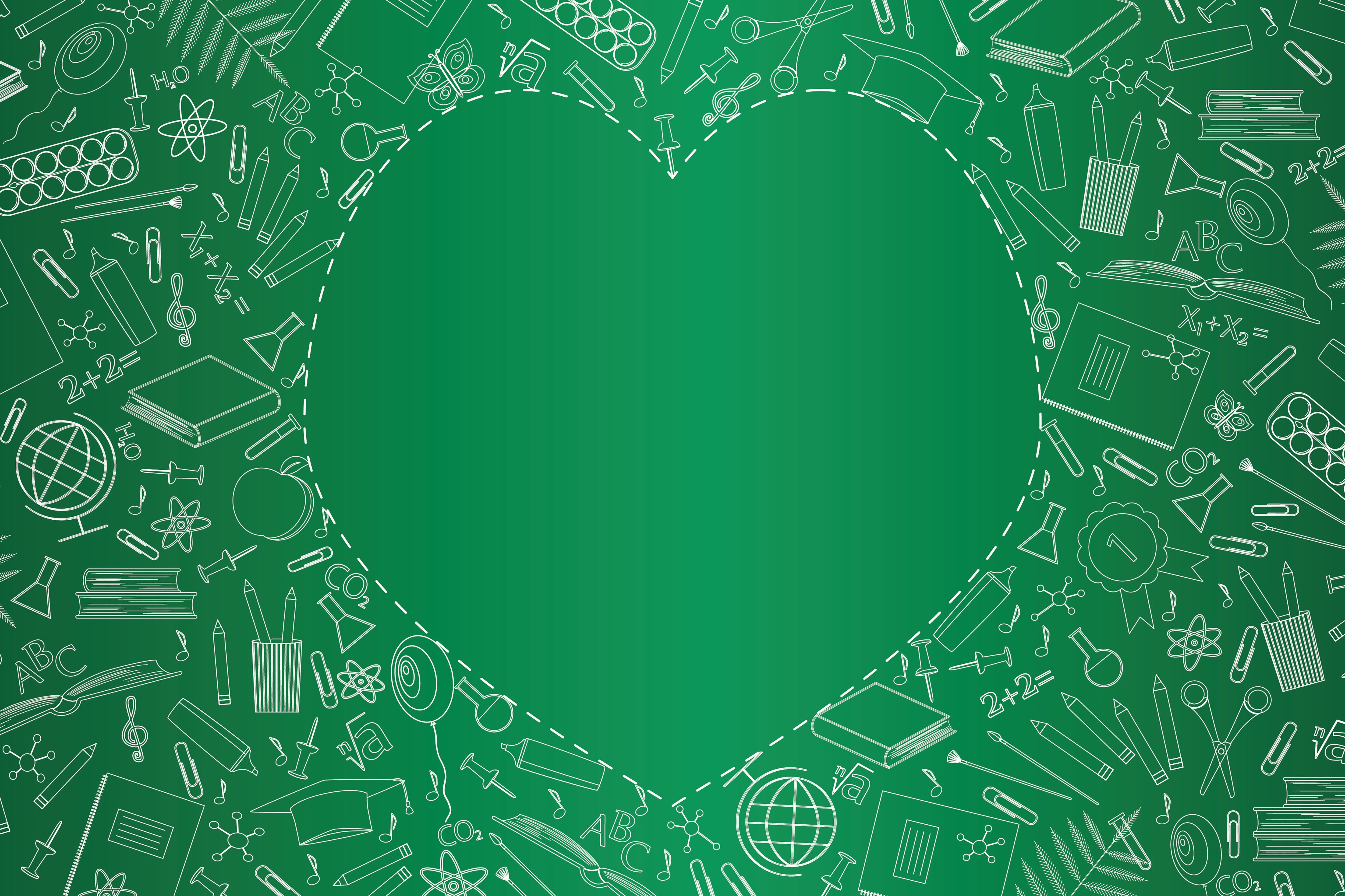 Elementi Di Studio Per Il Ritorno A Scuola Sfondo A Forma Di Cuore BRP7-42