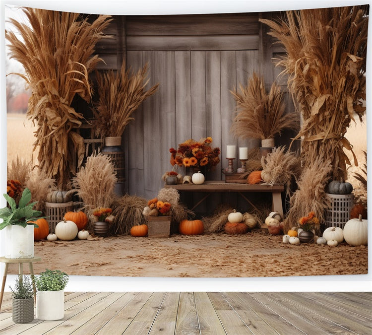 Casa In Legno Autunnale Con Sfondo Di Pagliaio BRP7-79