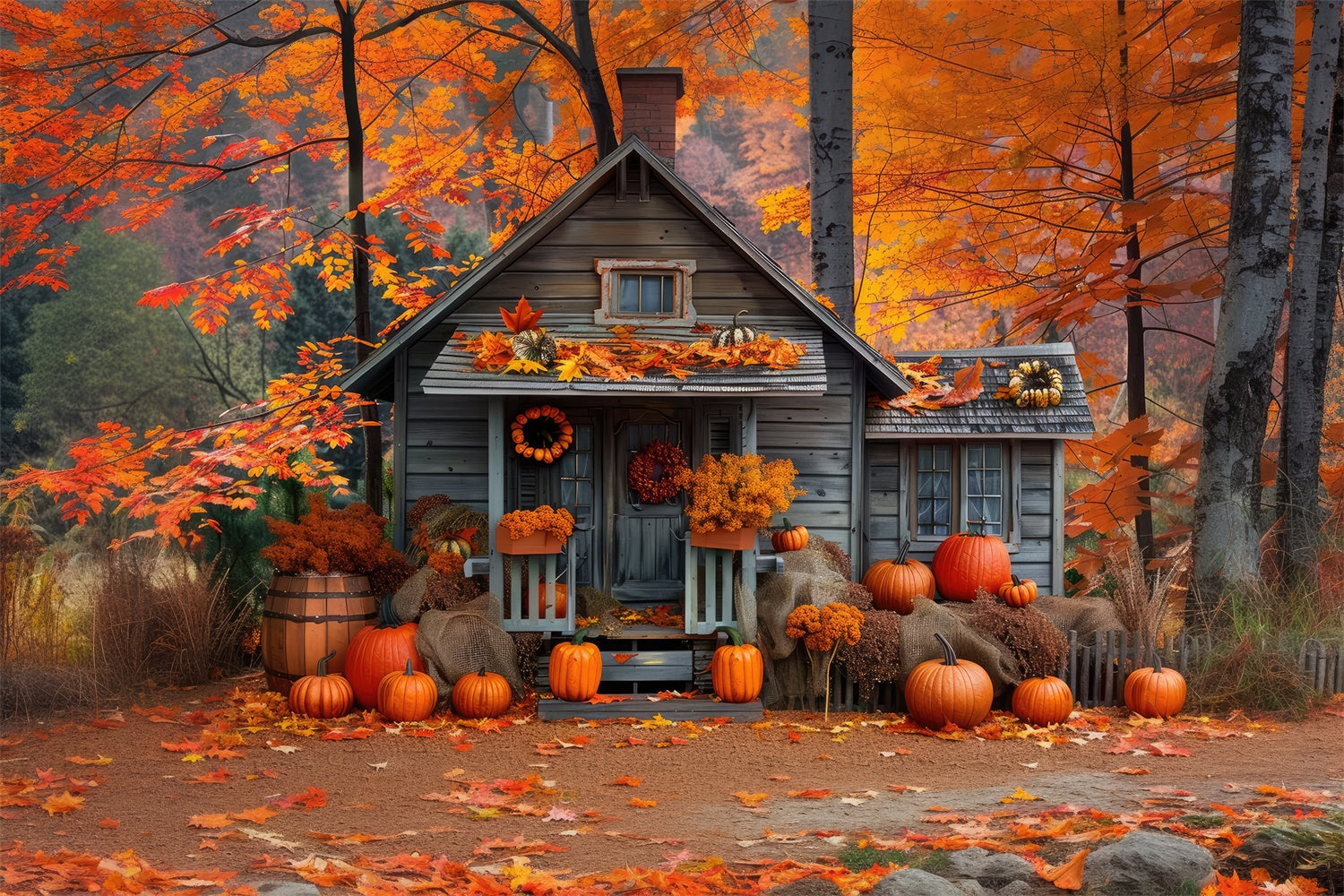 Sfondo Autunnale In Legno Di Zucca BRP7-89