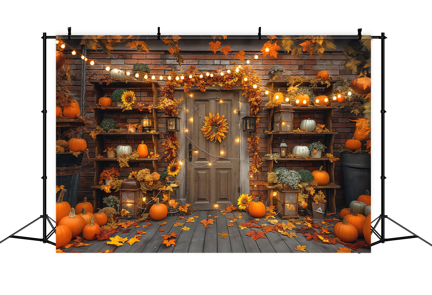 Lampada Da Porta Con Foglie Di Zucca Sfondo Autunnale BRP7-90