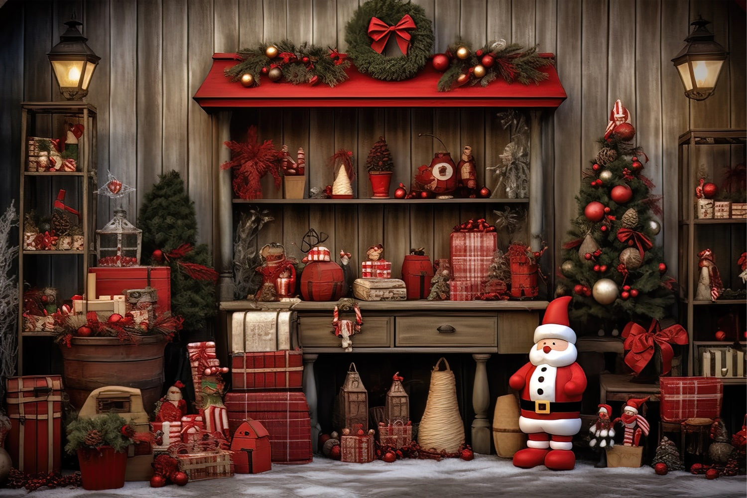 Sfondo Natalizio Dell'Accogliente Laboratorio Di Babbo Natale BRP8-100