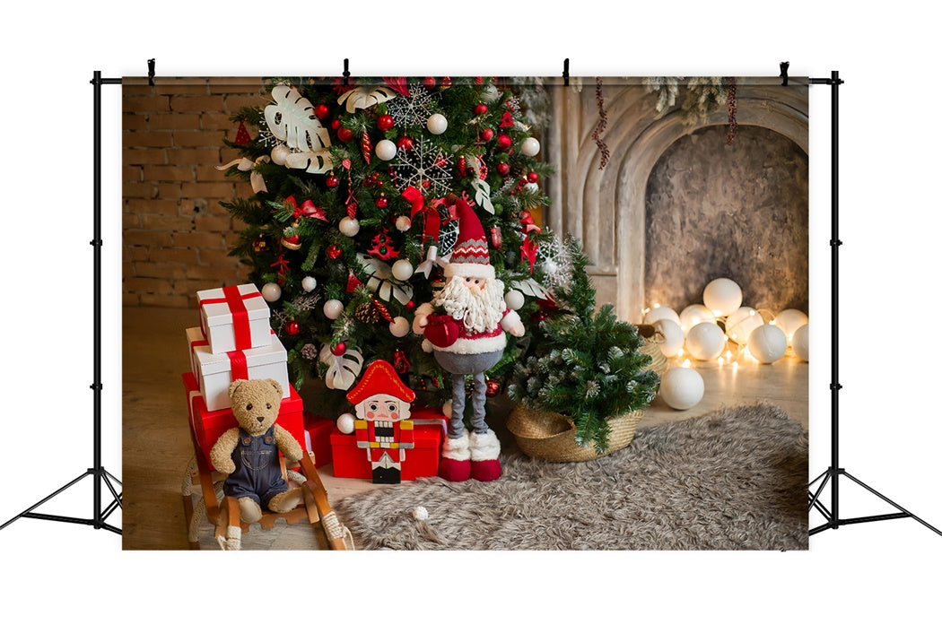 Sfondo Albero Di Natale Con Babbo Natale E Schiaccianoci BRP8-112