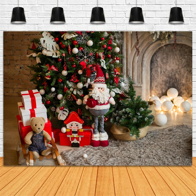 Sfondo Albero Di Natale Con Babbo Natale E Schiaccianoci BRP8-112