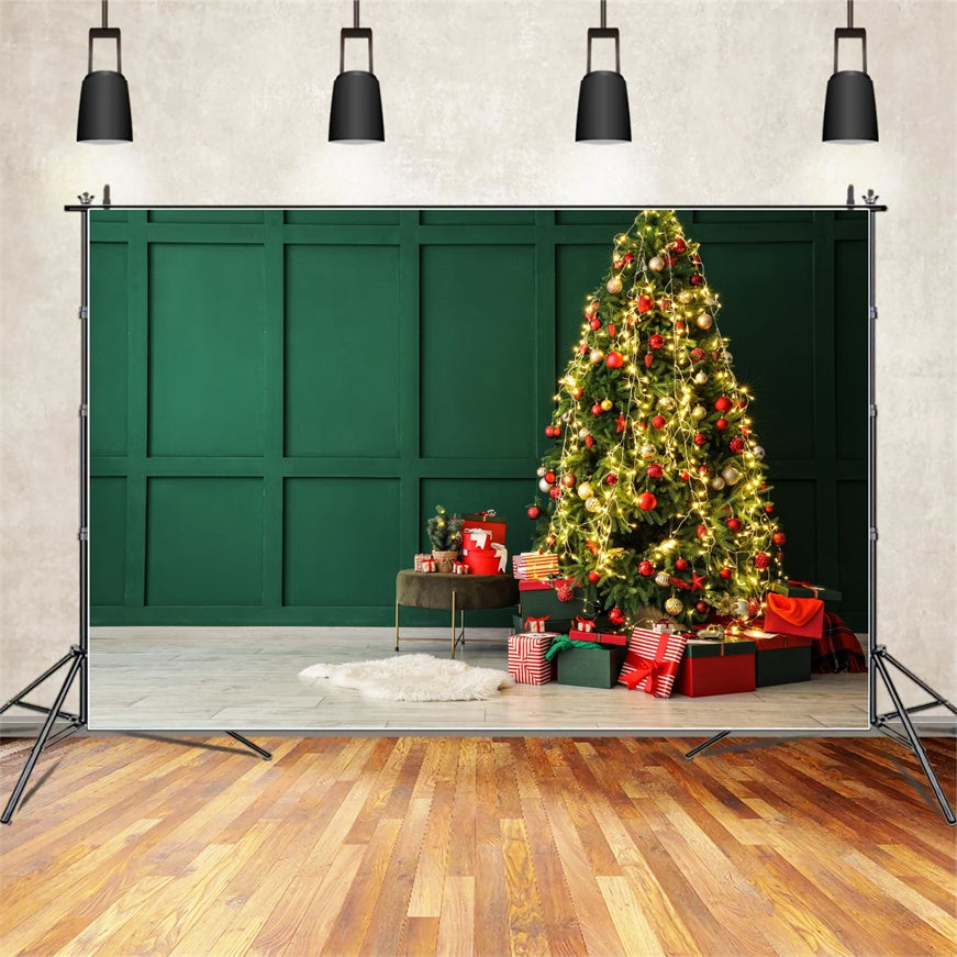 Elegante Sfondo Da Parete Verde Albero Di Natale BRP8-114