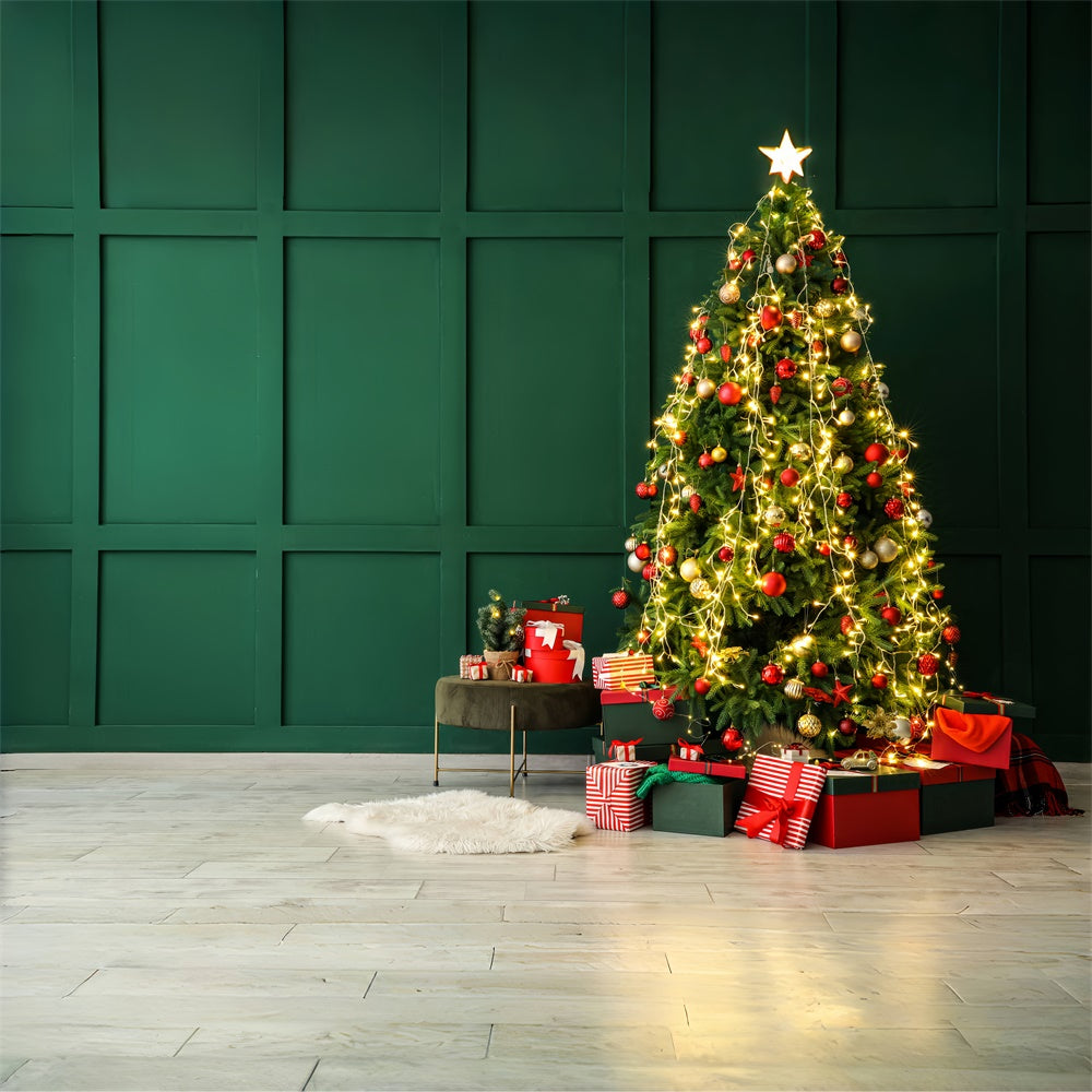 Elegante Sfondo Da Parete Verde Albero Di Natale BRP8-114