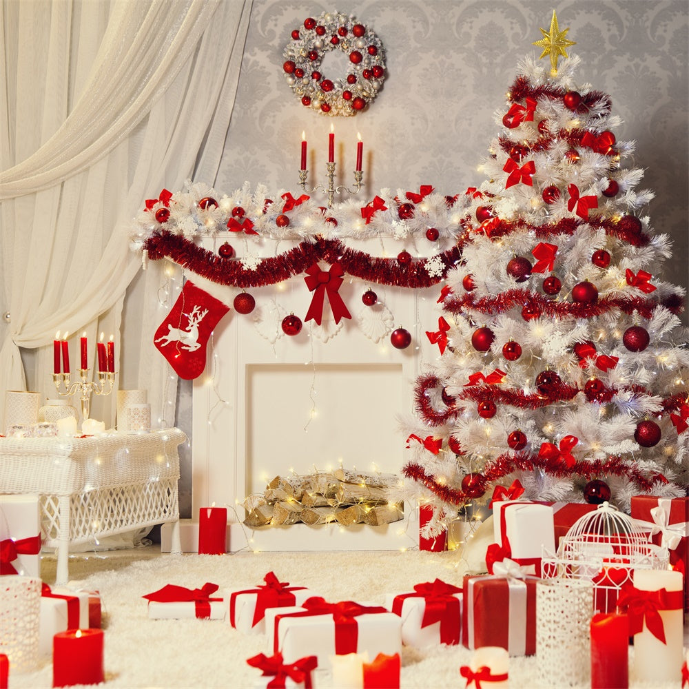 Sfondo Decorativo Natalizio Rosso E Bianco BRP8-115