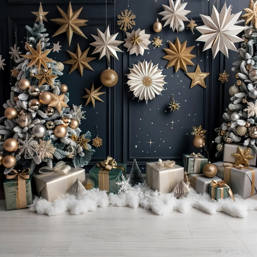 Sfondo Con Albero Di Natale E Ornamenti Dorati BRP8-12