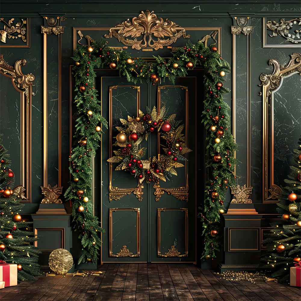 Eleganti Alberi Di Natale Con Accenti Dorati Sullo Sfondo BRP8-139
