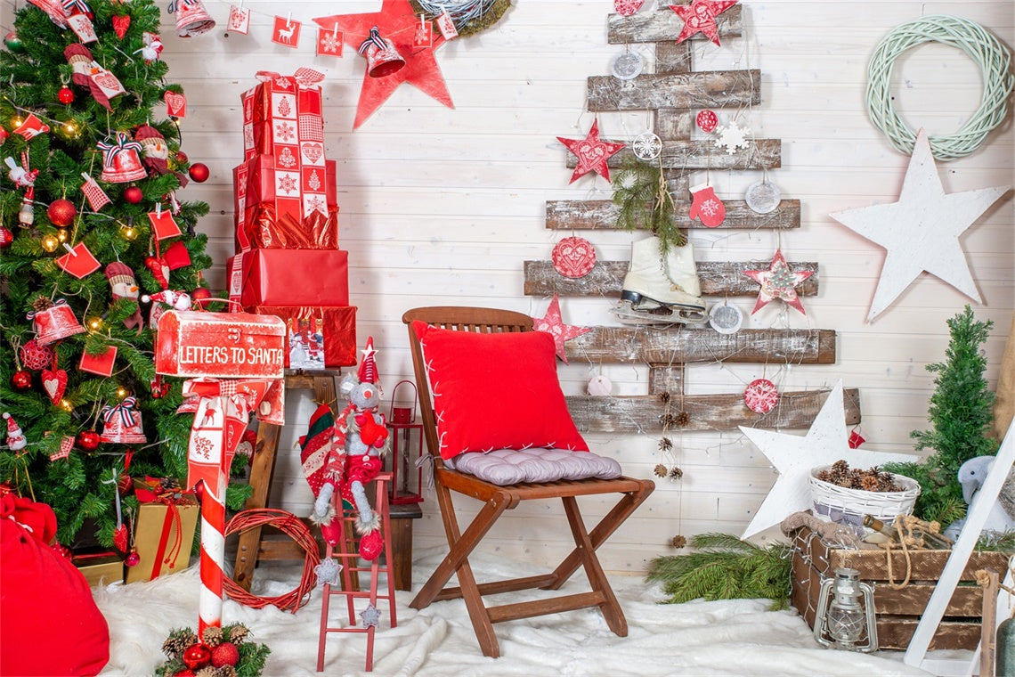 Sfondo Con Pila Di Regali Per Decorazioni Da Parete Per Albero Di Natale BRP8-153
