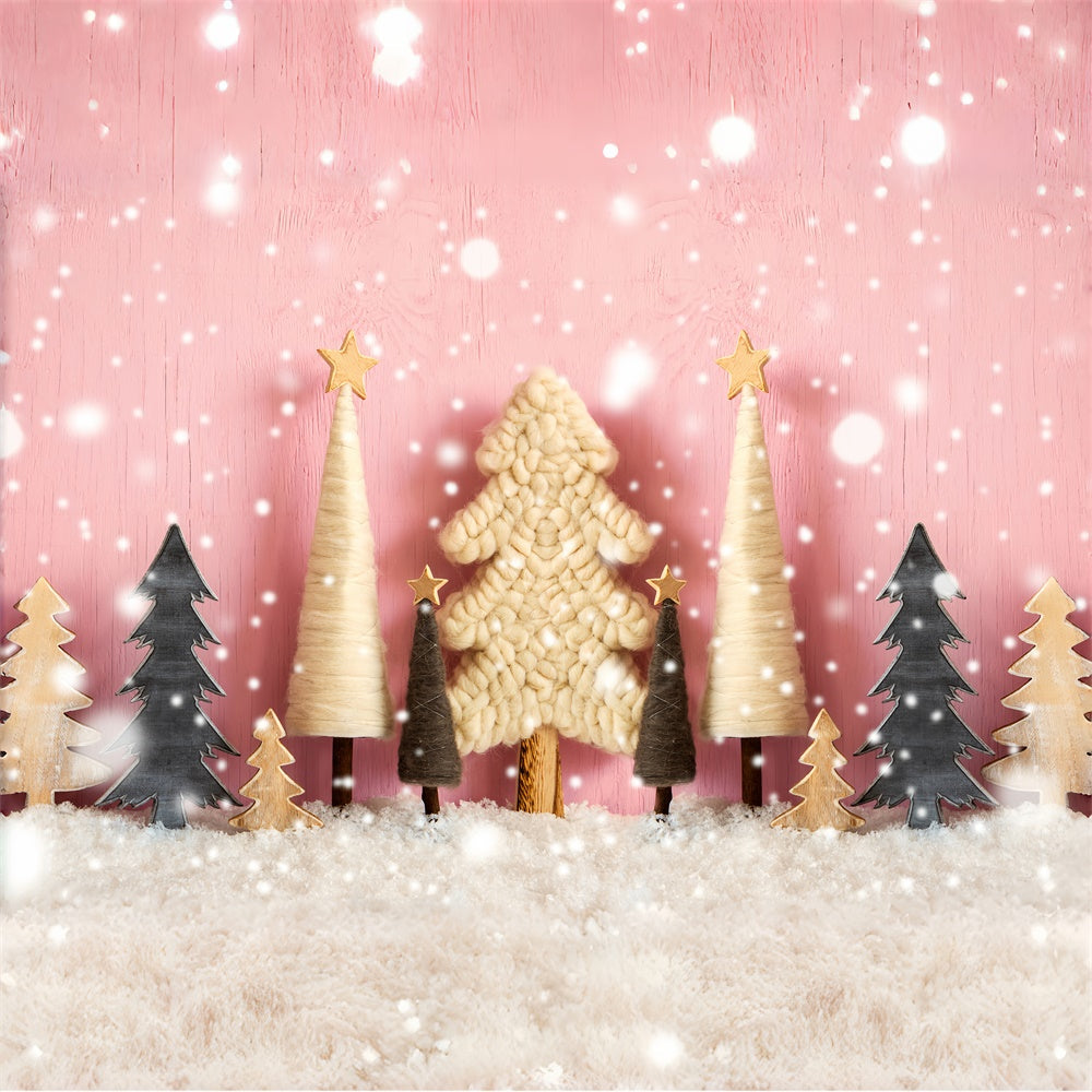 Sfondo Rosa Nevicata Albero Artigianale Di Natale BRP8-154