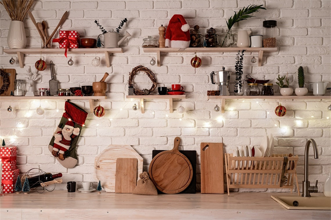 Sfondo Per Decorazioni Da Cucina Con Cappello Da Babbo Natale BRP8-156