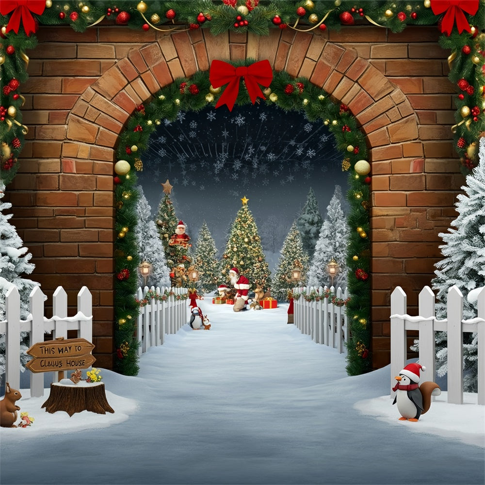 Sfondo Del Cancello Del Villaggio Di Babbo Natale BRP8-161
