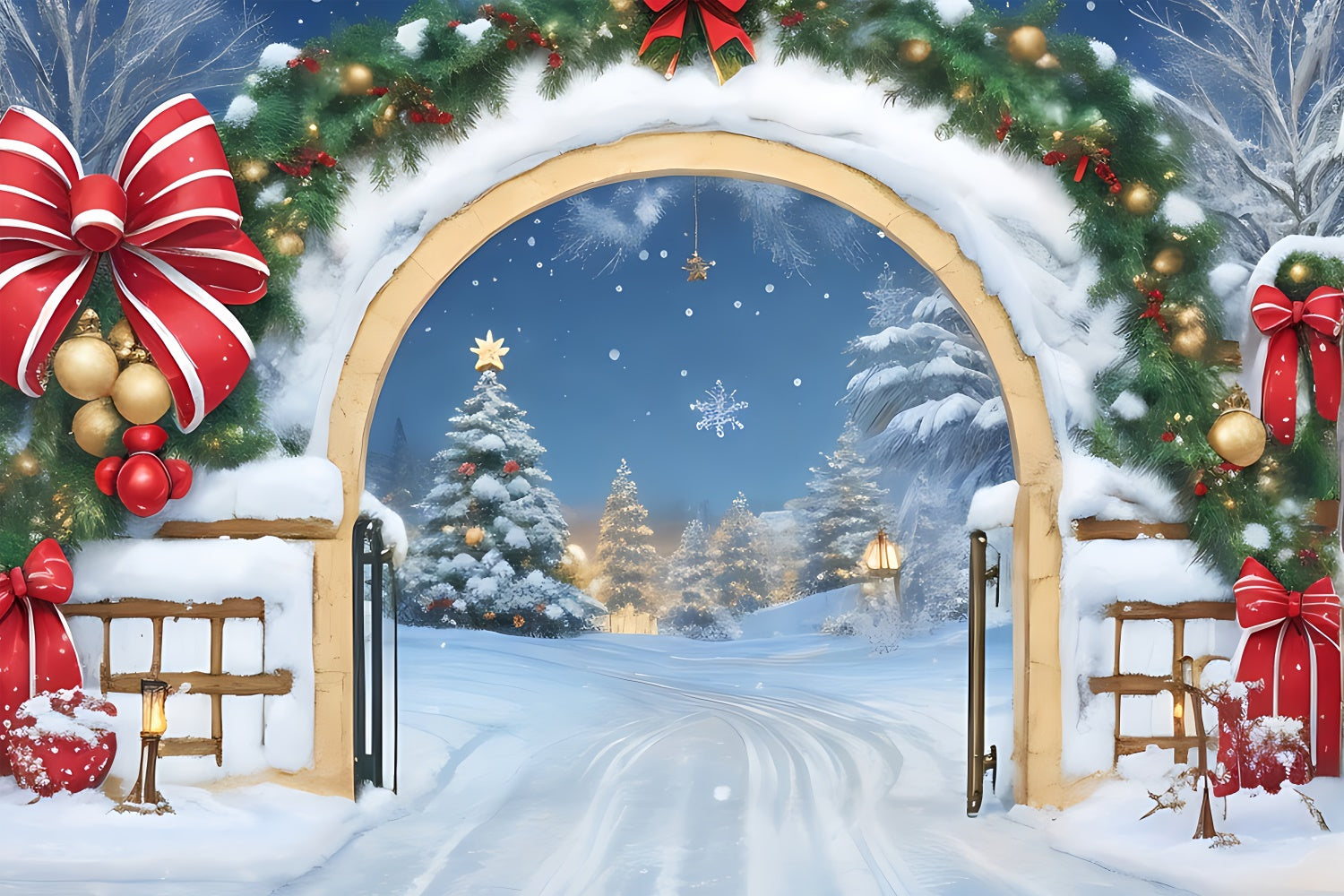 Sentiero Innevato Di Natale E Sfondo Dell'Arco BRP8-162