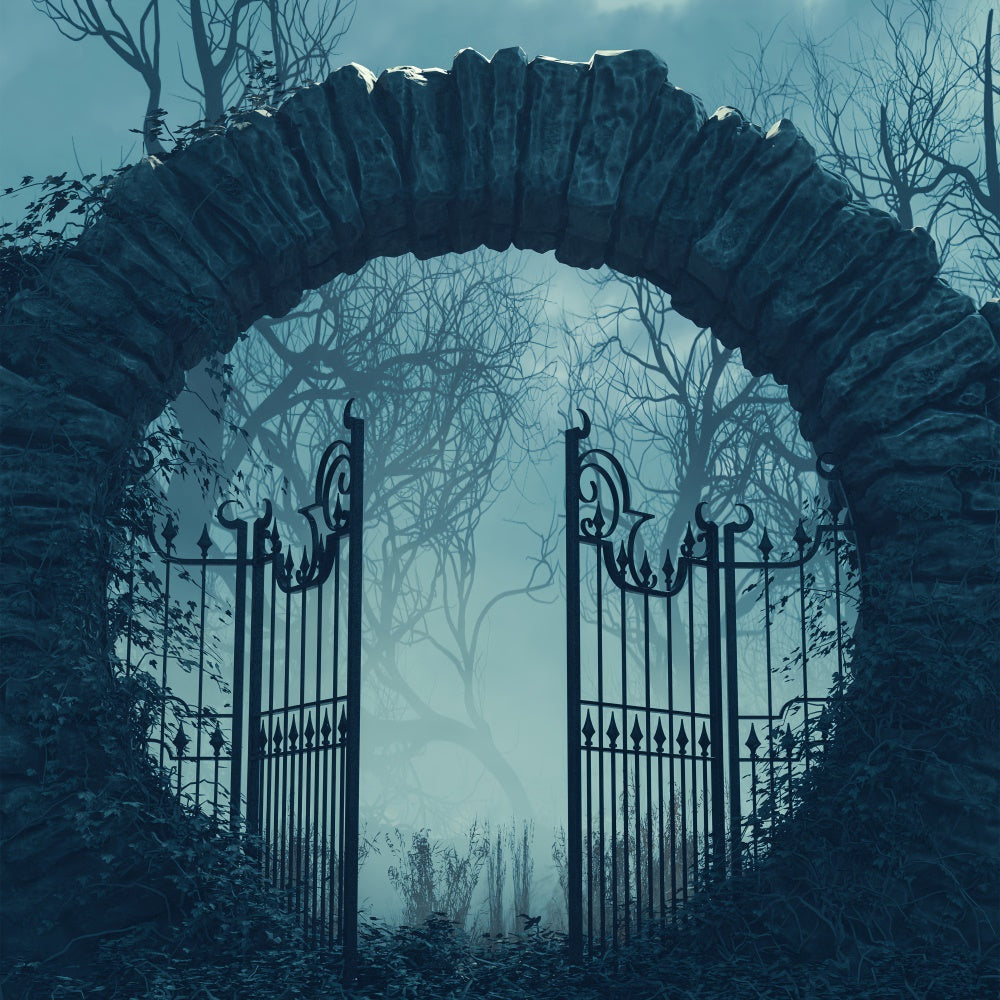 Sfondo Di Halloween Con Arco Spettrale E Cancello In Ferro BRP8-171