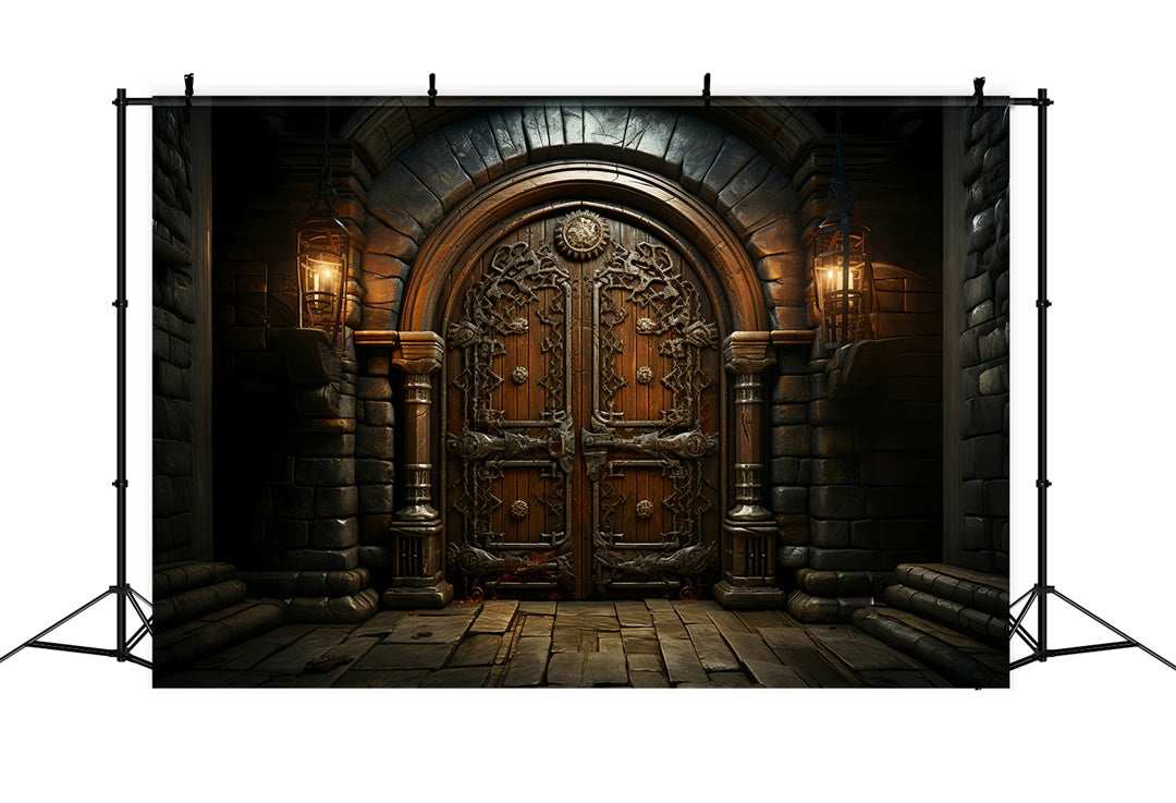 Sfondo Di Halloween Con Porta Gotica Scura BRP8-173