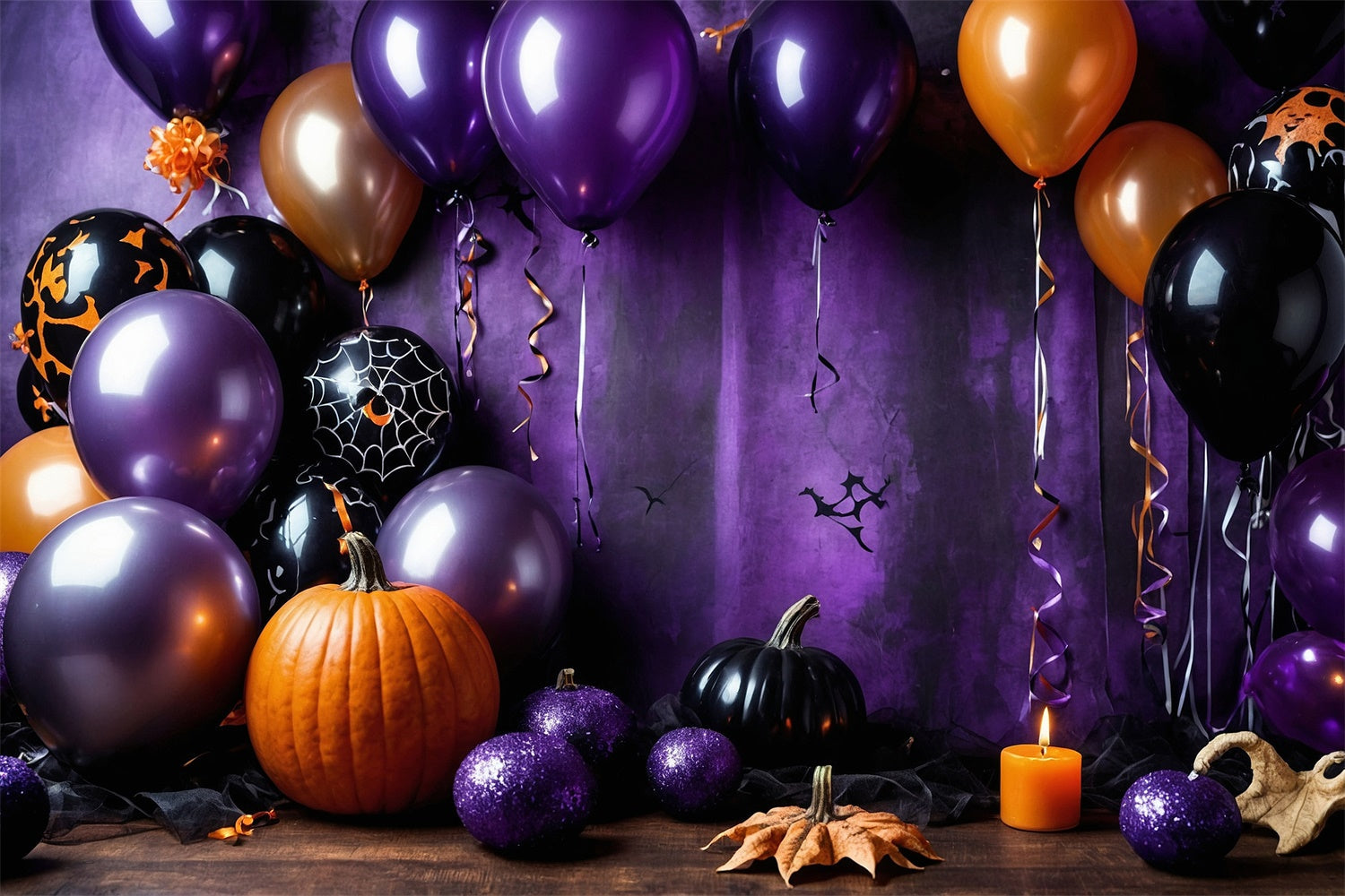 Sfondo Festa Di Halloween Con Palloncini Viola E Neri BRP8-175