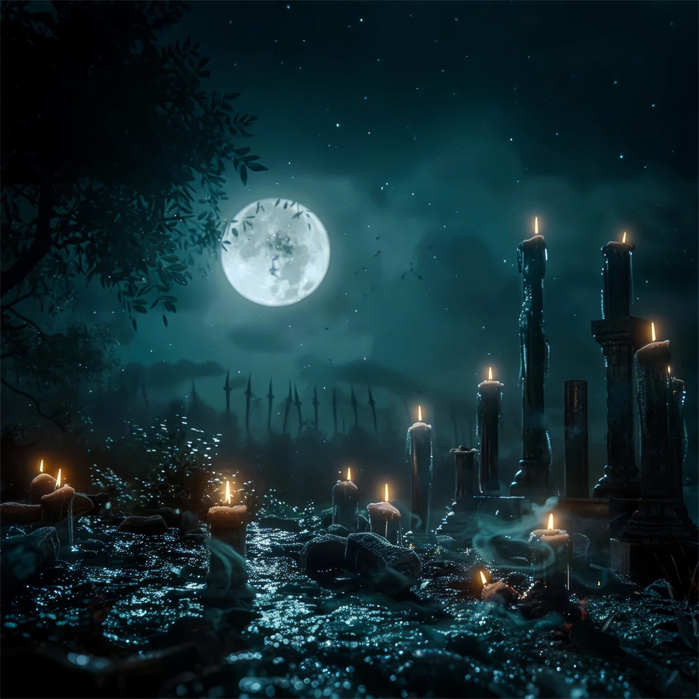 Sfondo Di Halloween Con Il Percorso Del Cimitero A Lume Di Candela Inquietante BRP8-189