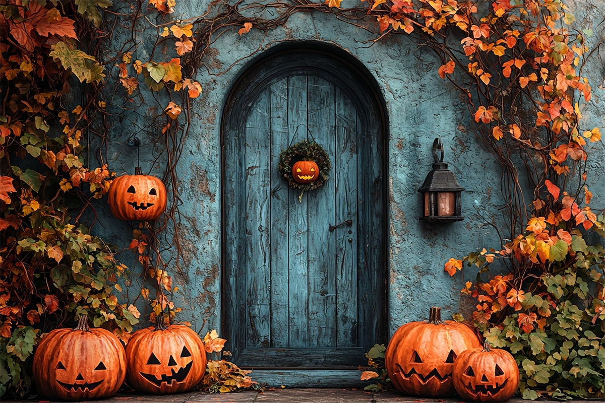 Porta Di Halloween Con Sfondo Di Zucche E Viti BRP8-198