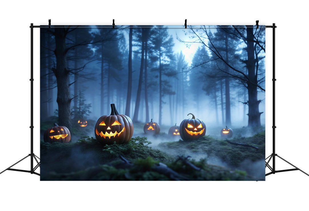 Sfondo Di Boschi E Zucche Incantati Nebbiosi Di Halloween BRP8-199