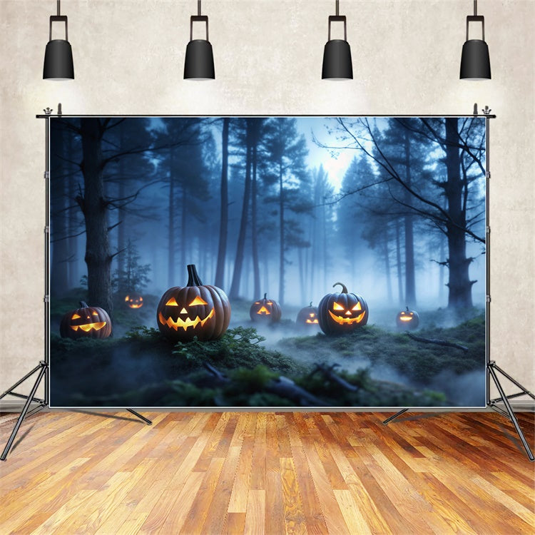 Sfondo Di Boschi E Zucche Incantati Nebbiosi Di Halloween BRP8-199