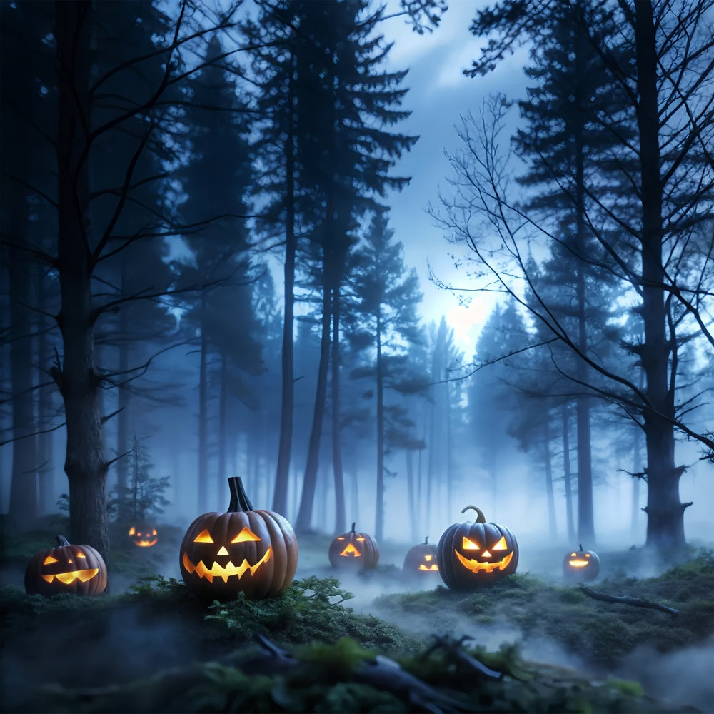 Sfondo Di Boschi E Zucche Incantati Nebbiosi Di Halloween BRP8-199