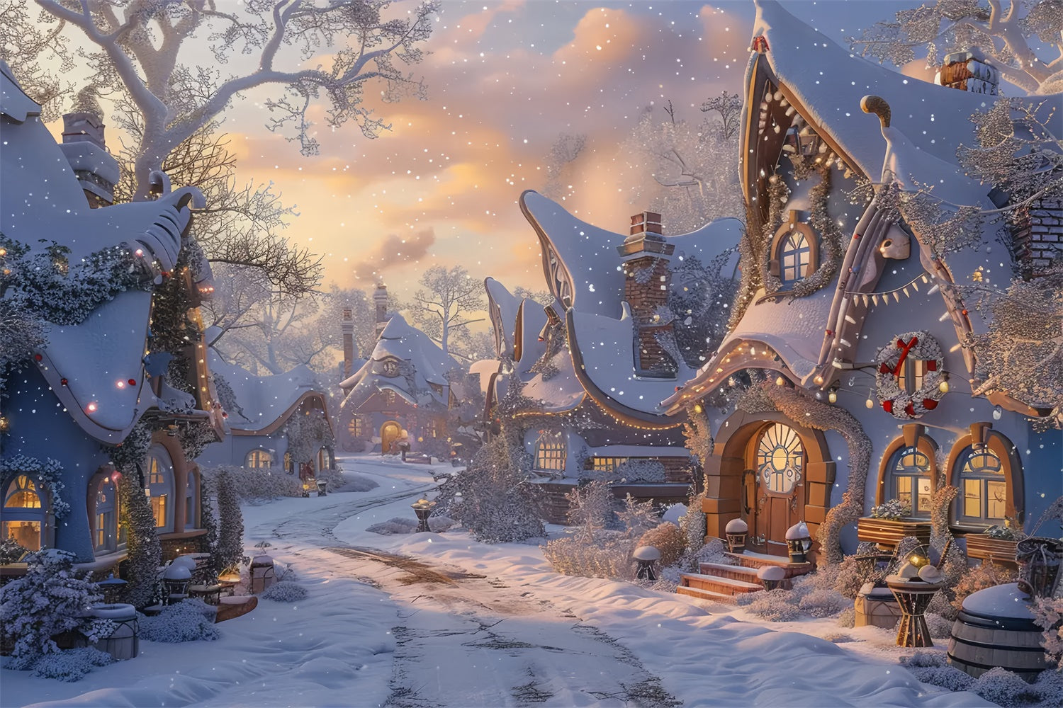 Sfondo Di Natale Incantato Cottage Street BRP8-19