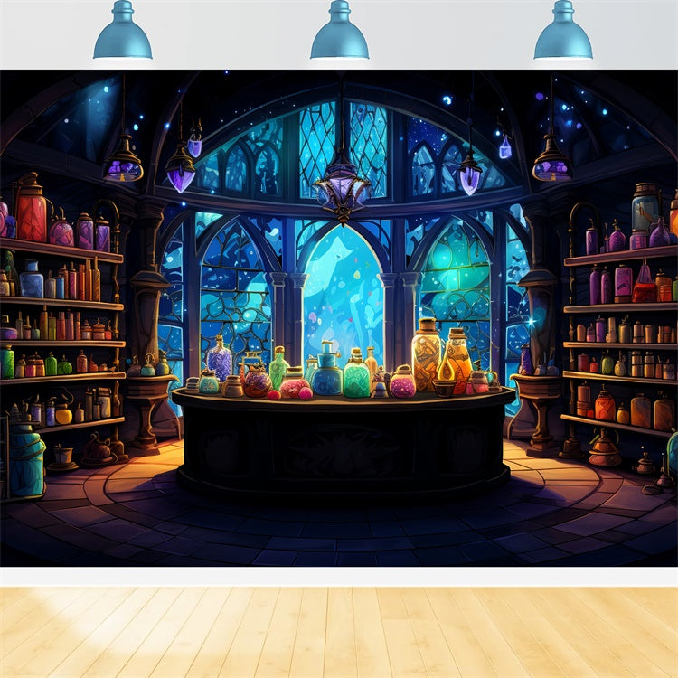 Stanza Delle Pozioni Del Mago Di Halloween Con Sfondo Di Elisir BRP8-200
