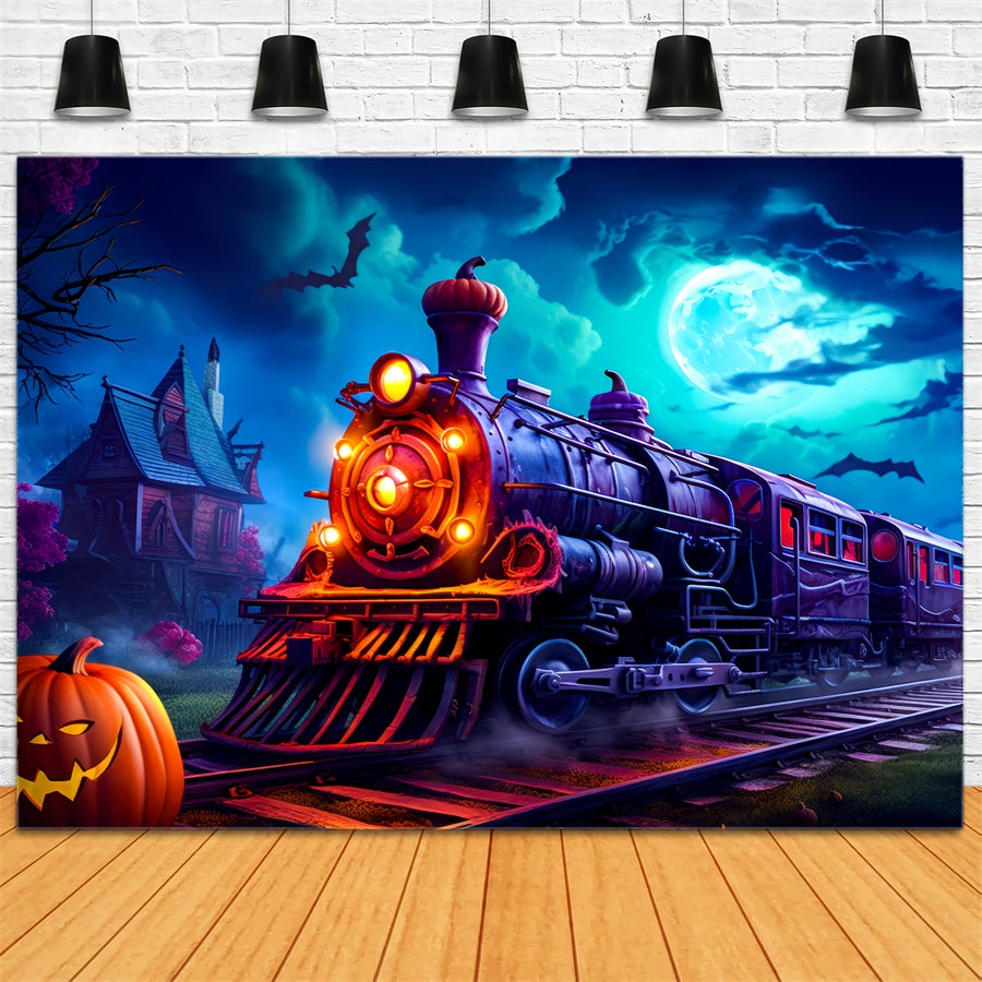 Sfondo Del Treno Espresso Di Zucca Stregata Di Halloween BRP8-201