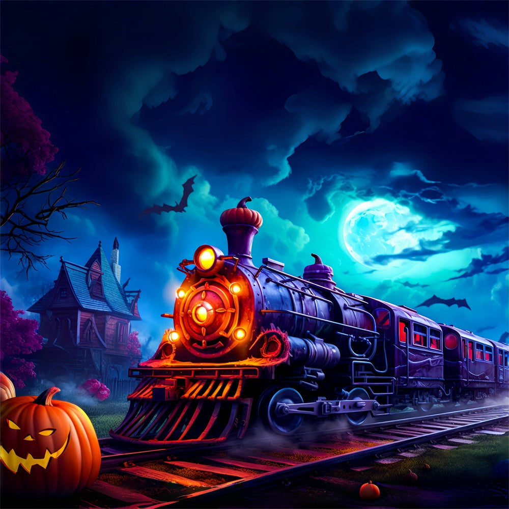 Sfondo Del Treno Espresso Di Zucca Stregata Di Halloween BRP8-201