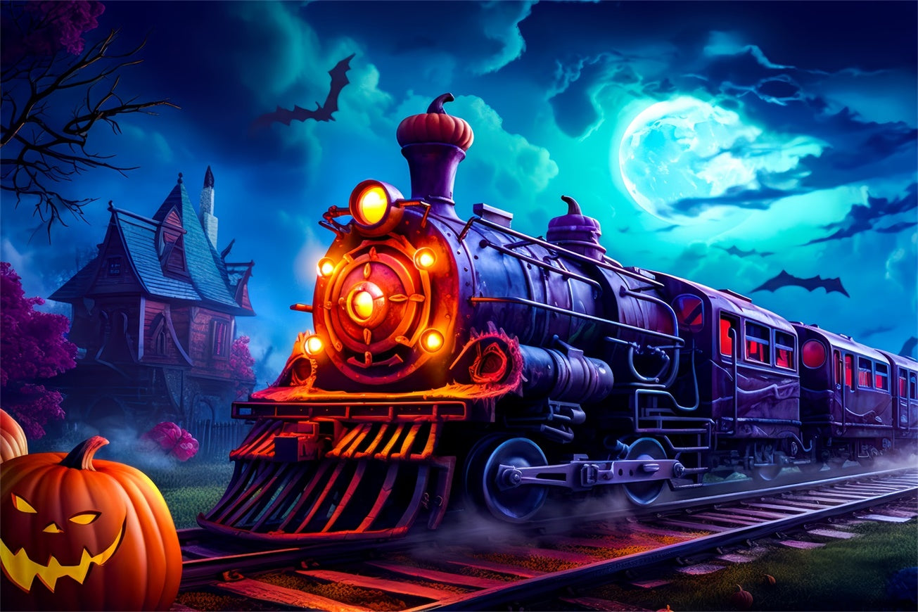 Sfondo Del Treno Espresso Di Zucca Stregata Di Halloween BRP8-201