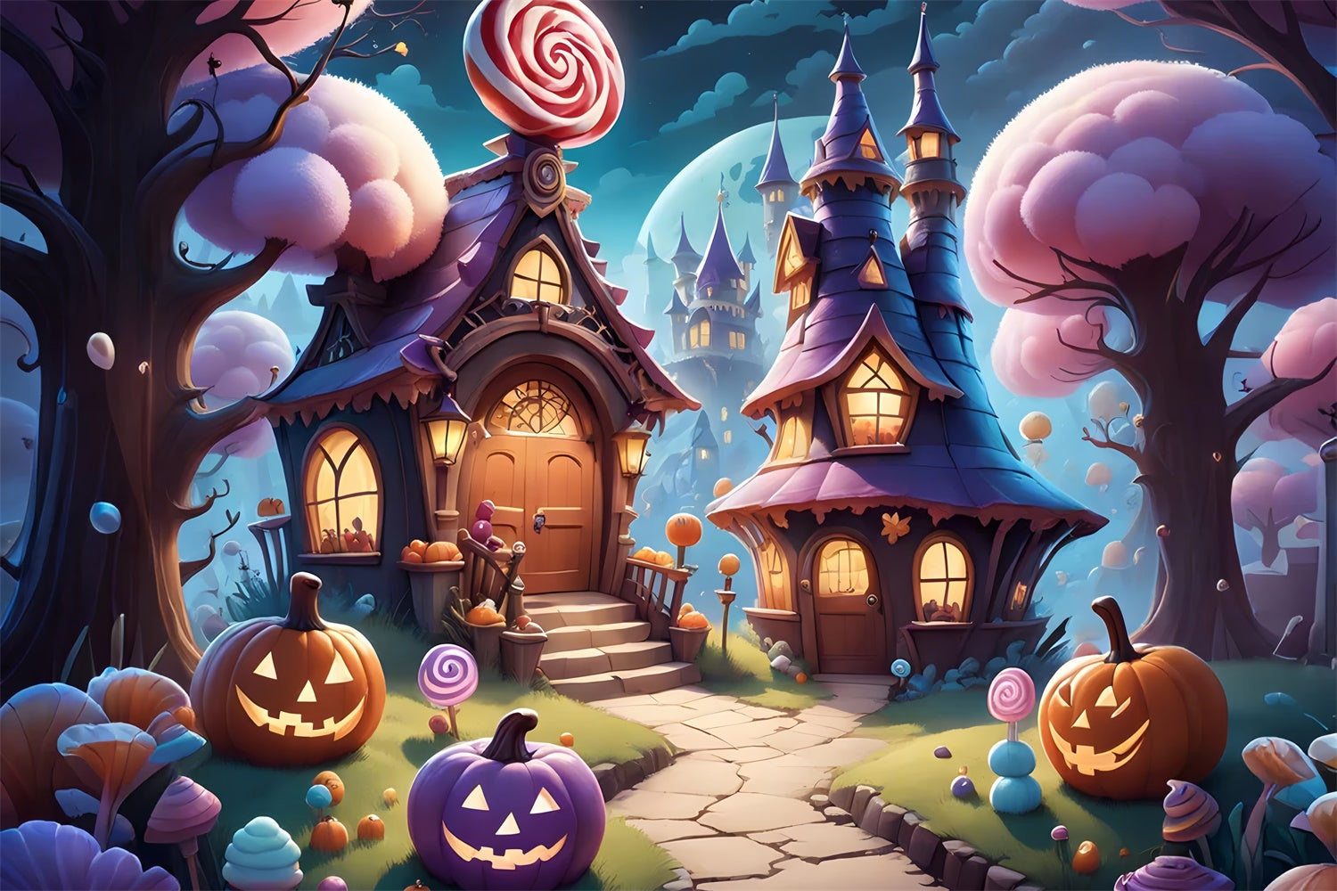 Sfondo Di Halloween Candy Cottage Fantasy Night BRP8-207