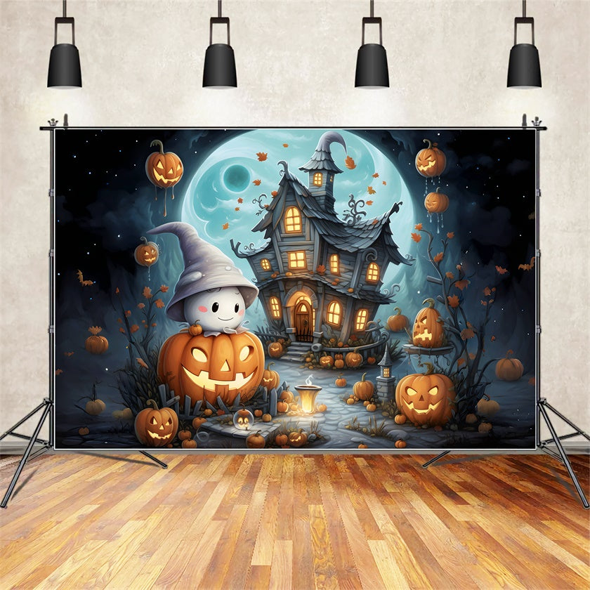 Dolce Fantasma E Cottage Simpatico Sfondo Di Halloween BRP8-209