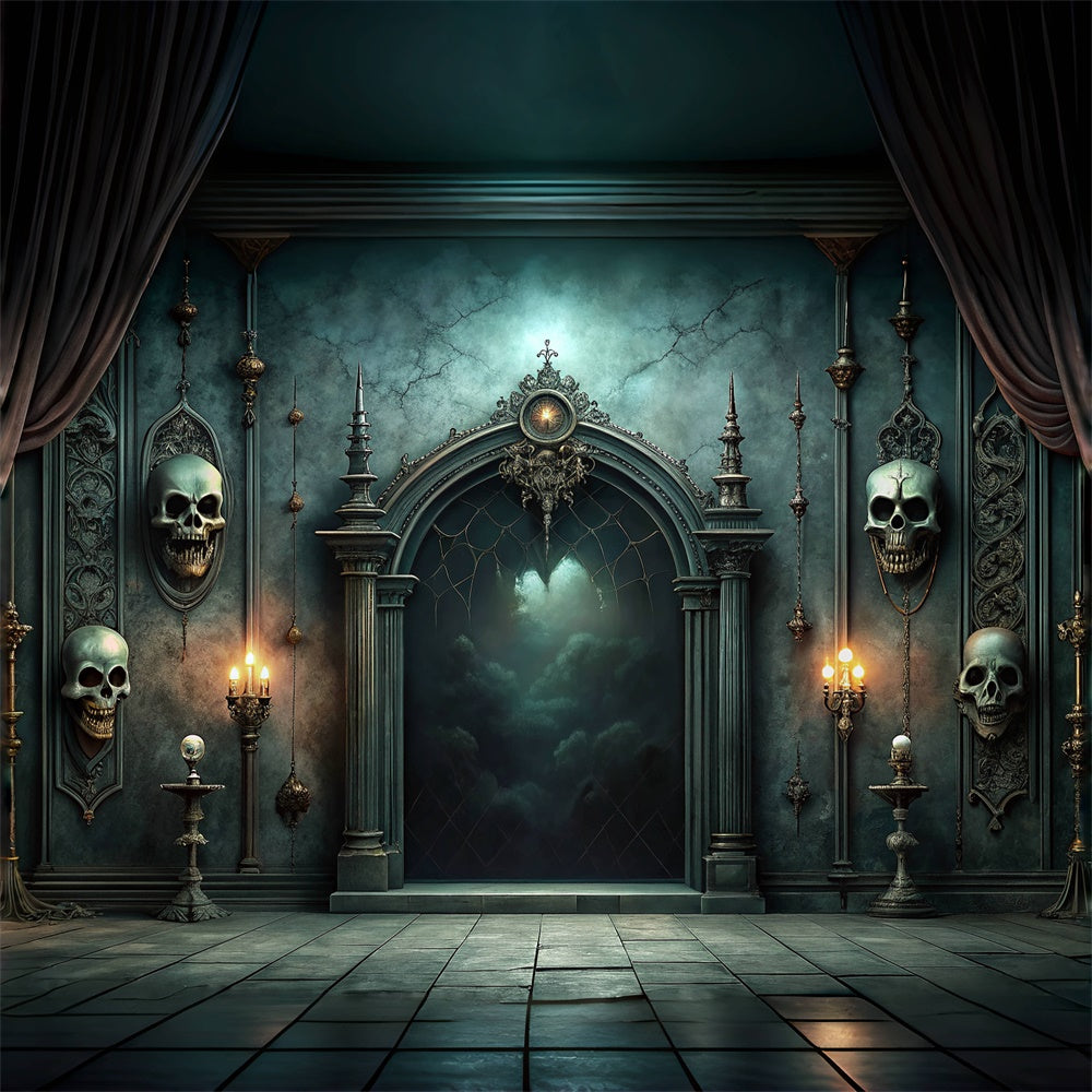 Sala Dei Teschi Raccapriccianti Di Halloween E Sfondo A Lume Di Candela BRP8-215