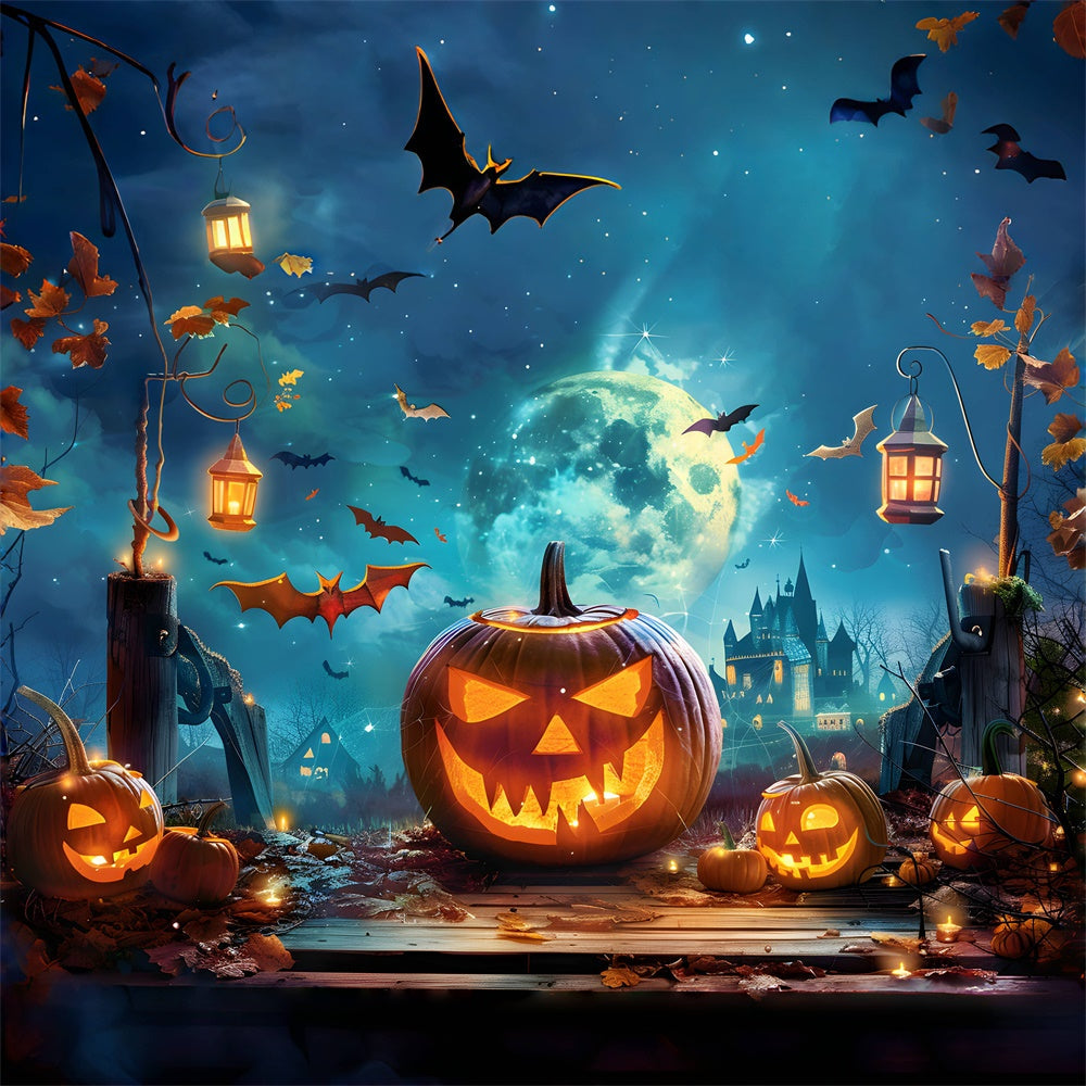 Notte Spettrale Con Lanterne E Pipistrelli Sfondo Di Halloween BRP8-225