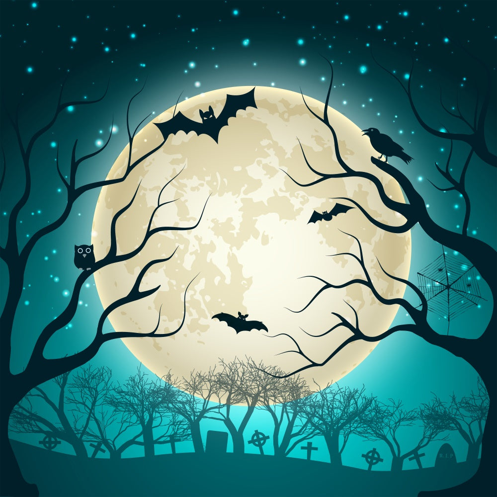Notte Inquietante Con Alberi Inquietanti Sullo Sfondo Di Halloween BRP8-234