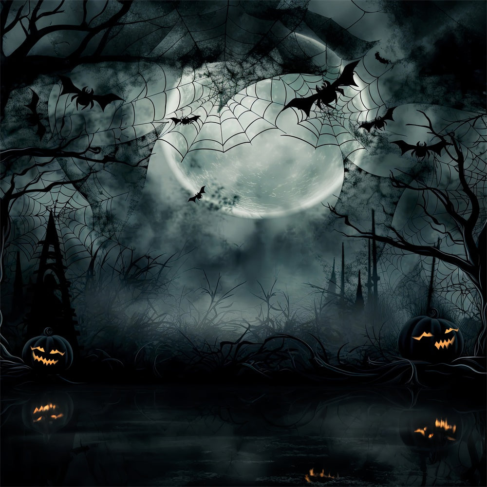 Notte Nebbiosa Con Ragnatele Sullo Sfondo Della Foresta Di Halloween BRP8-240