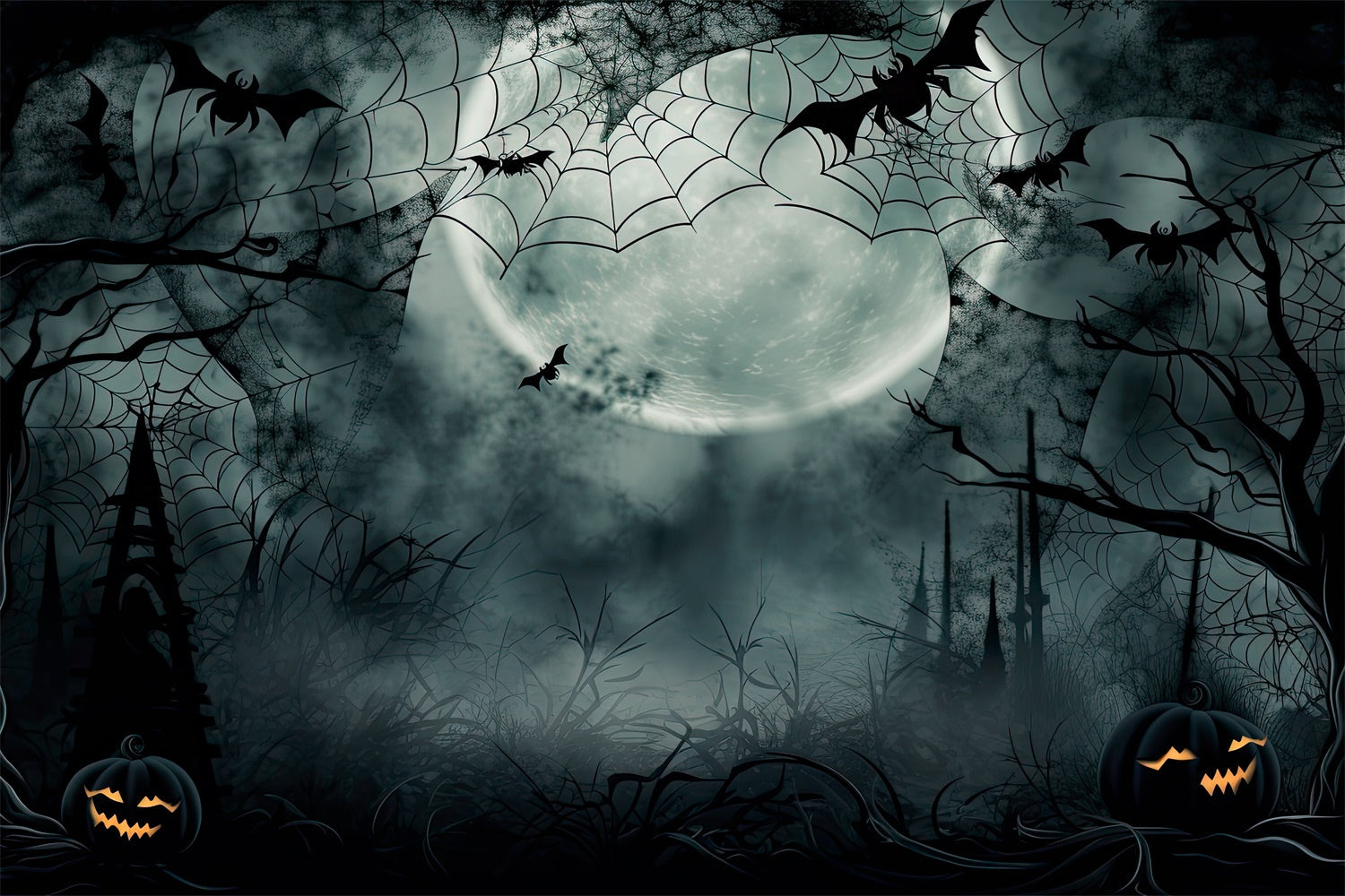 Notte Nebbiosa Con Ragnatele Sullo Sfondo Della Foresta Di Halloween BRP8-240