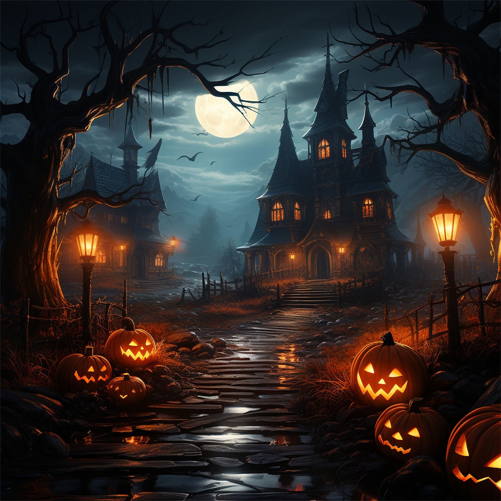 Sfondo Di Halloween Del Sentiero Sinistro Verso La Casa Maledetta BRP8-241
