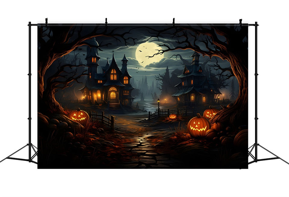 Sfondo Di Halloween Dal Percorso Spettrale Verso La Casa Stregata BRP8-243
