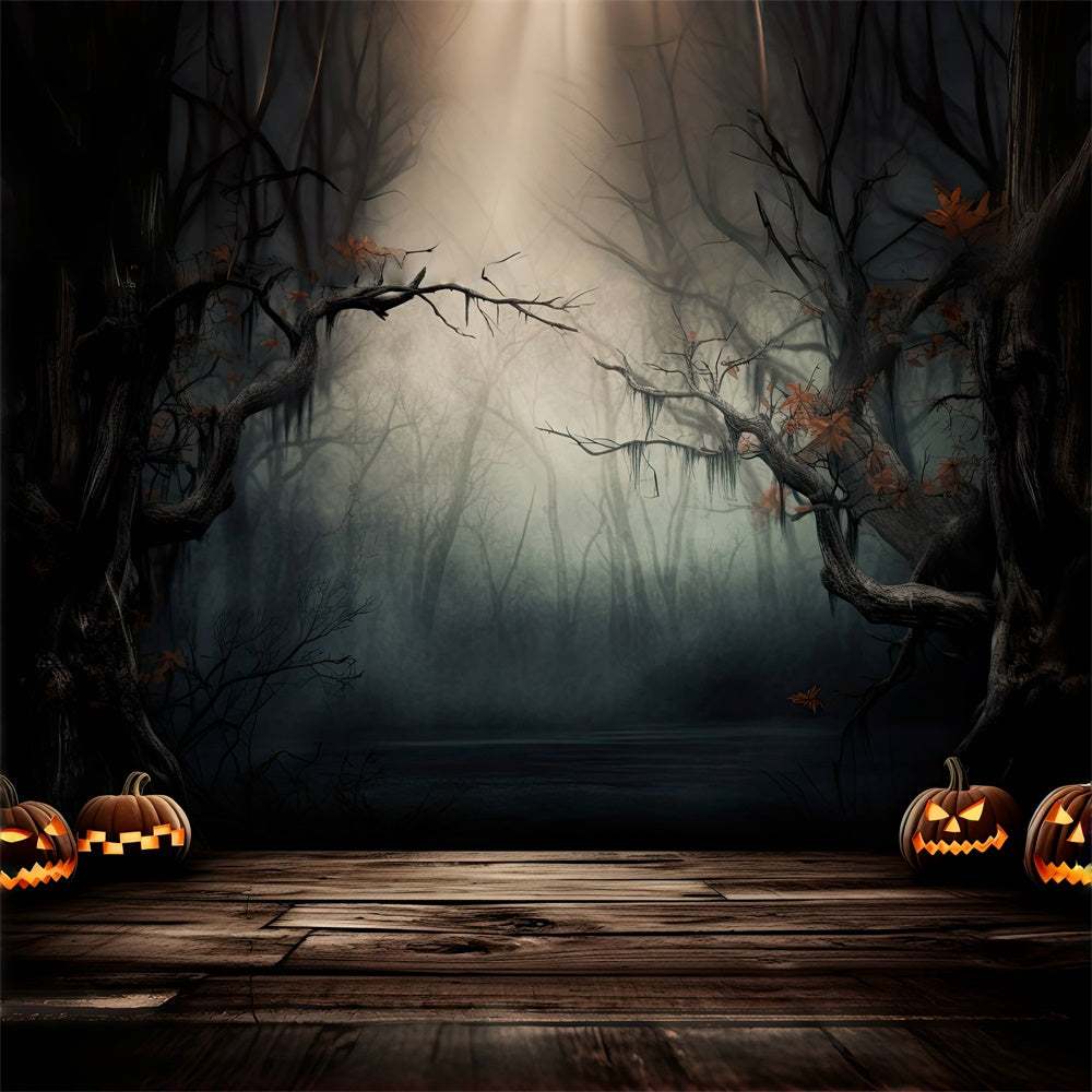Sfondo Di Halloween Con Foresta Nebbiosa E Palude Inquietante BRP8-244