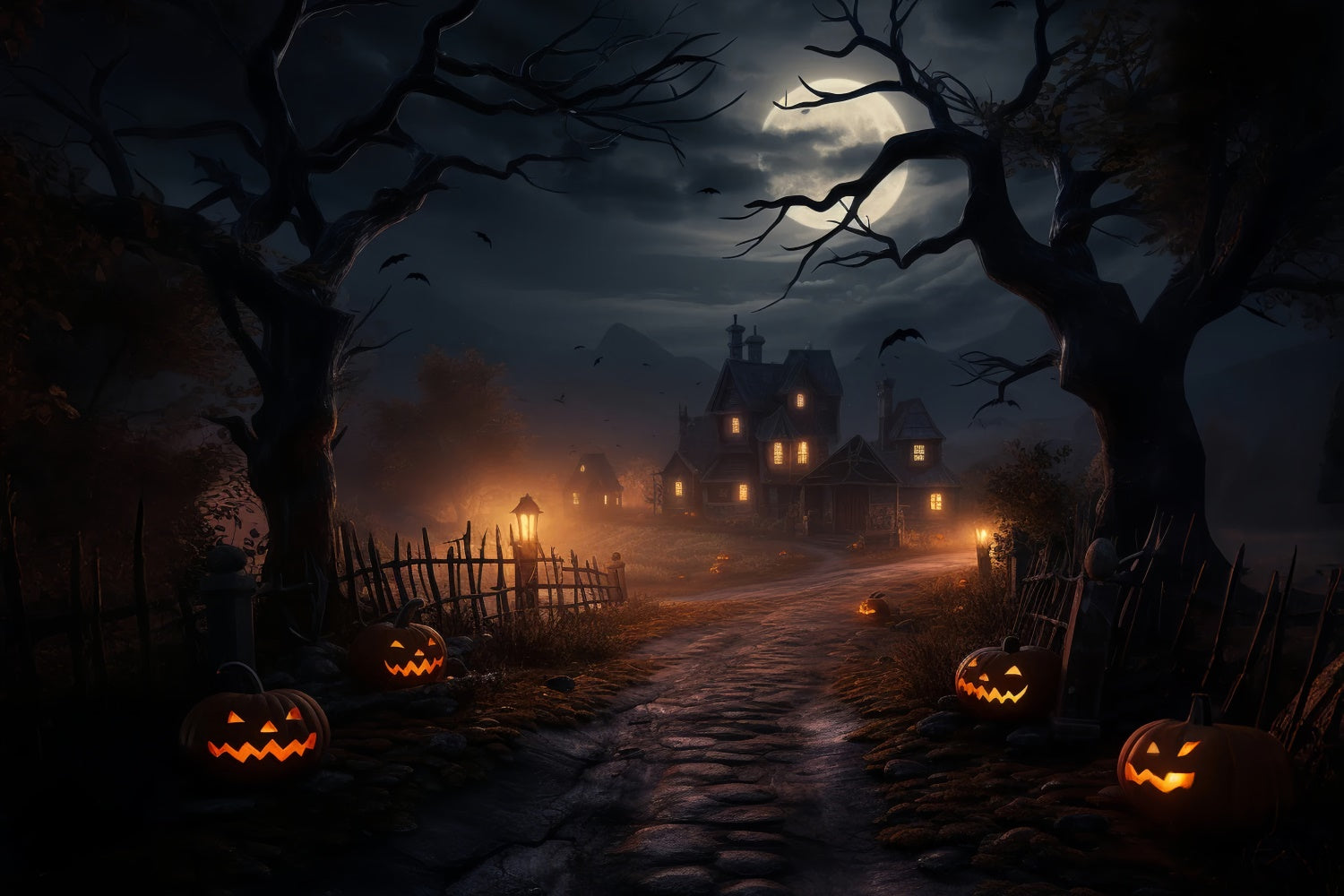 Sfondo Della Casa Stregata Della Cupa Notte Di Halloween BRP8-261